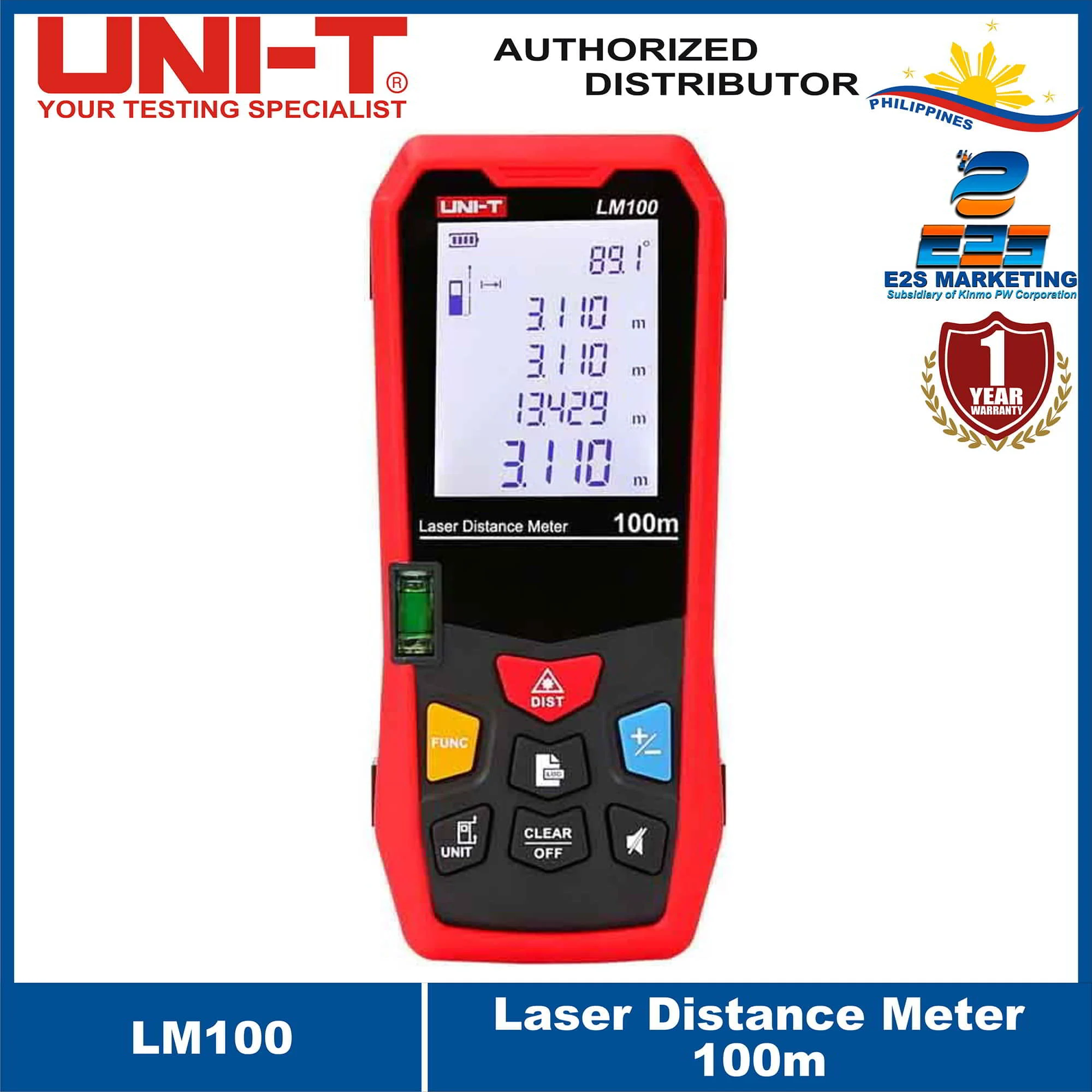 UNI-T LM100 Laser Distance Meter 100 meters Digital Laser Meter , Multiple functions: Max/Min/Continuous Measurement, Displacement Calculation, Data Storage, and more LM100